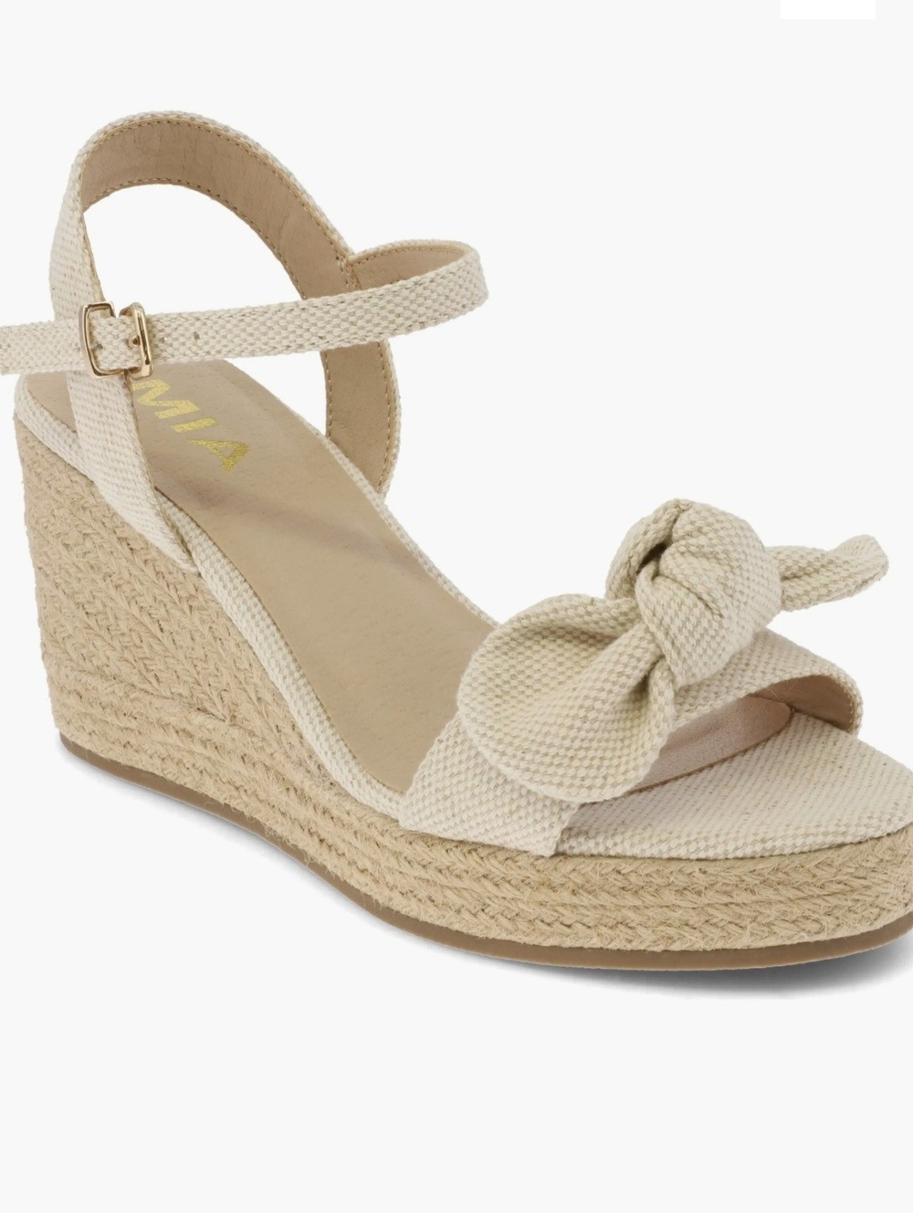 MIA Cream Bow Espadrille Wedge Sandal